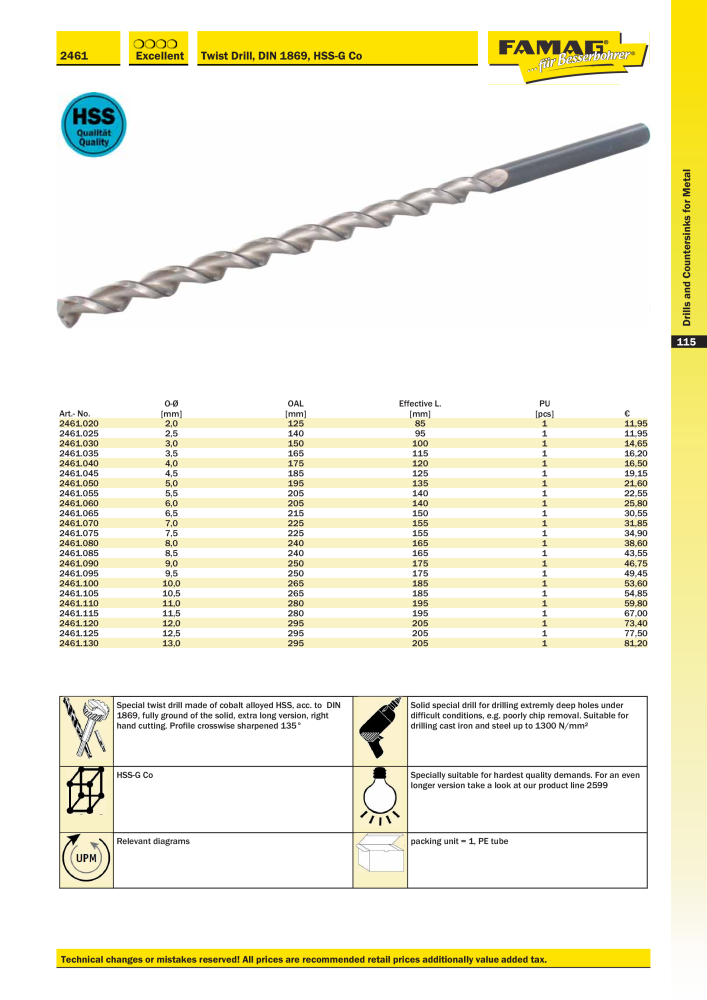 FAMAG main catalog drilling and punching tools NO.: 19969 - Page 117