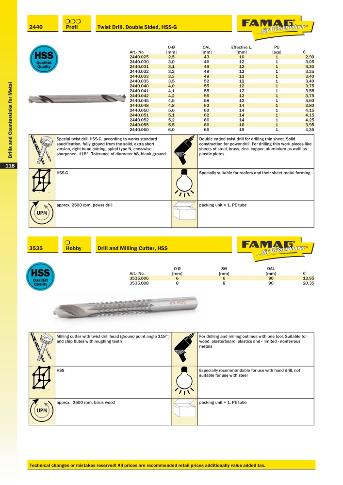 FAMAG main catalog drilling and punching tools NO.: 19969 - Page 120