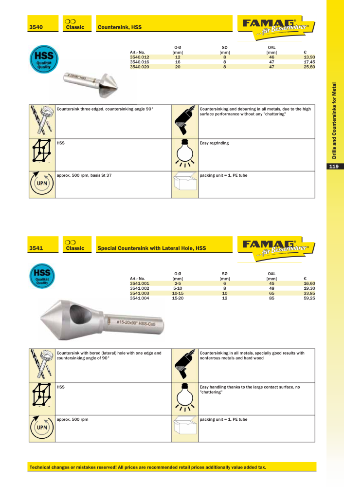 FAMAG main catalog drilling and punching tools NO.: 19969 - Page 121