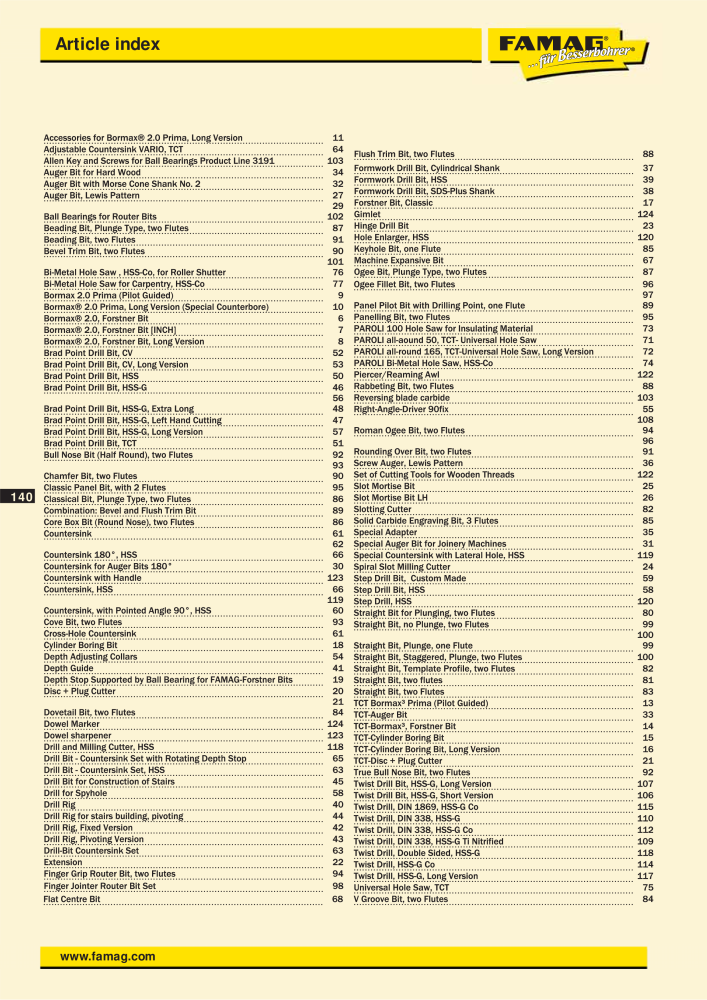 FAMAG main catalog drilling and punching tools NO.: 19969 - Page 142