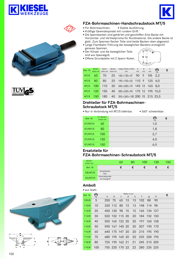 Kiesel Werkzeuge - Hauptkatalog NR.: 19982 - Seite 103