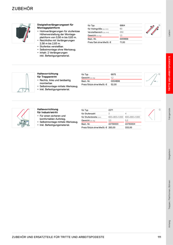 HYMER Haltevorrichtung für Industrietritt 2271, für Stufenzahl 3 22730003