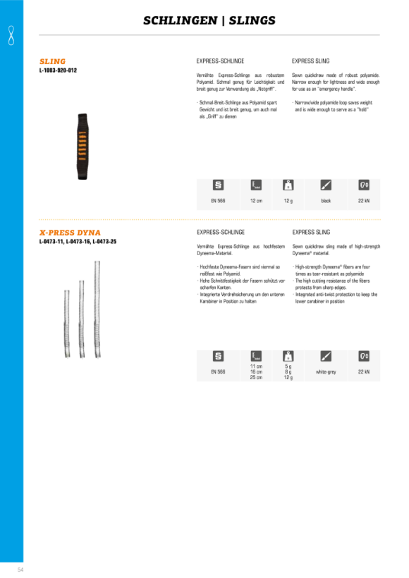 SKYLOTEC  X-Press Dyna Dyneema sling met karabijnhaak L-0473-16