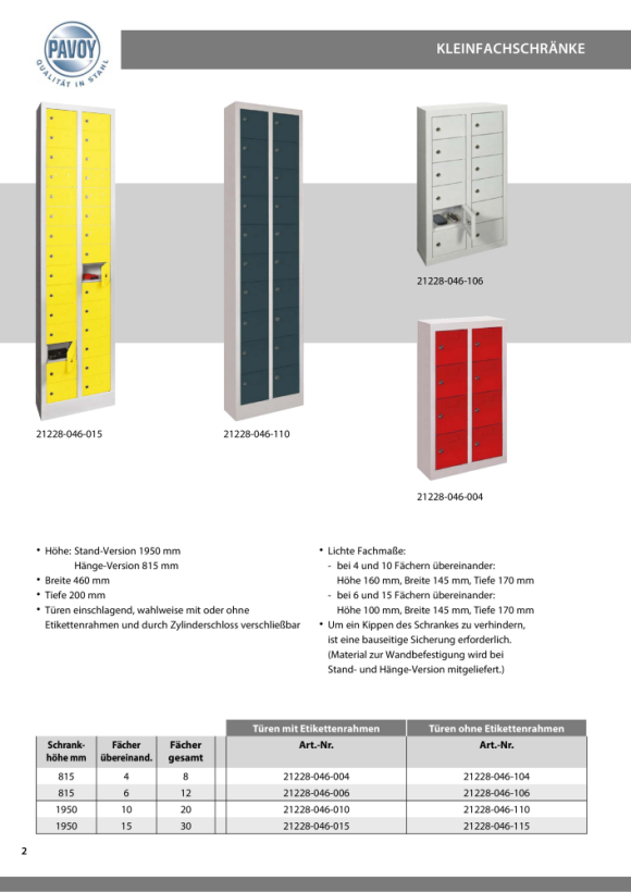 Pavoy Kleinfachschrank 815/200/460, Zyl., 2 x 4 Fächer, Türen mit Etik. 21228-046-004