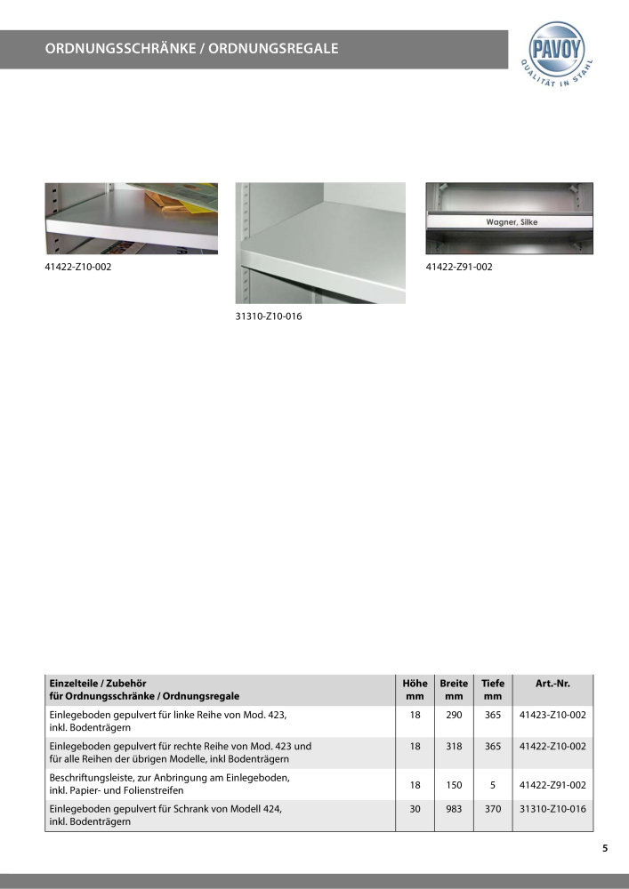 Pavoy Broschüre Postverteil und Ordnungsschränke NR.: 20042 - Seite 5