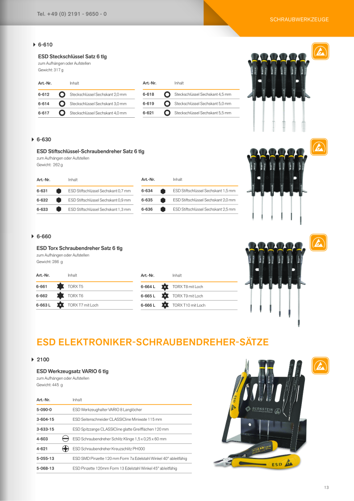 Bernstein Schraubwerkzeuge, Drehmoment & Bits Prospekt NR.: 20064 - Seite 13