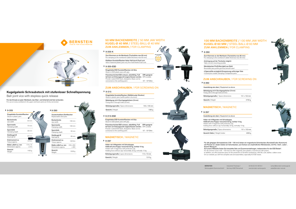 Bernstein Kugelgelenk-Schraubstöcke Prospekt NR.: 20067