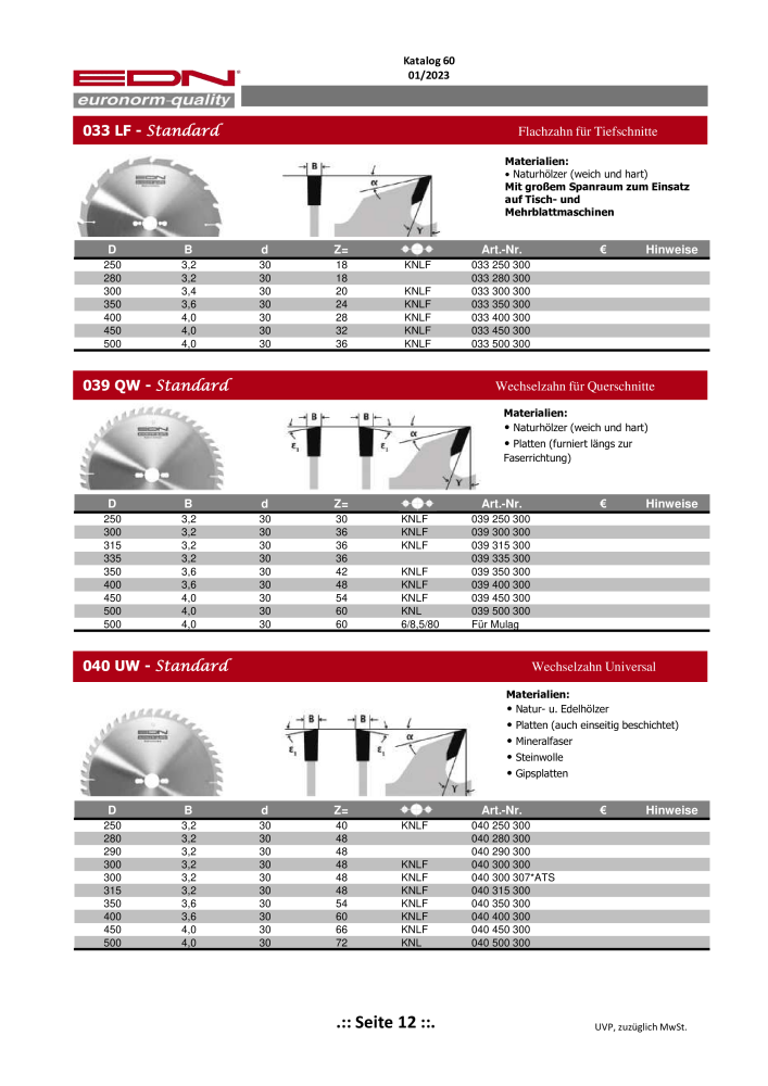 EDN Sägeblätter - Gesamtkatalog NR.: 20068 - Seite 13