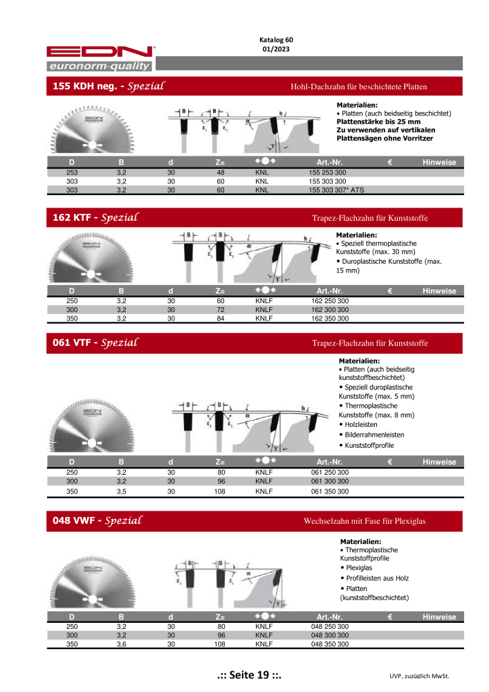 EDN Sägeblätter - Gesamtkatalog NR.: 20068 - Seite 20