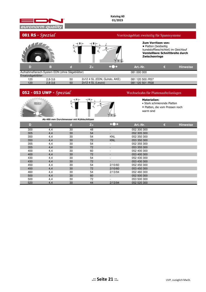 EDN Sägeblätter - Gesamtkatalog NO.: 20068 - Page 22