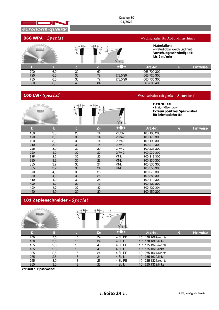 EDN Sägeblätter - Gesamtkatalog NR.: 20068 - Seite 25