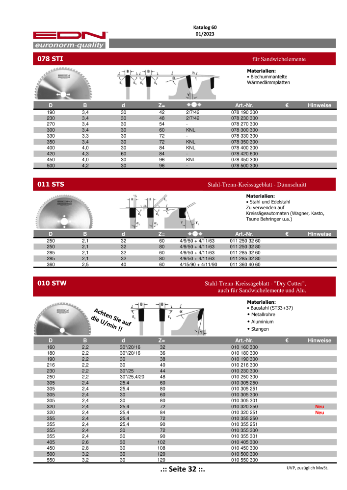 EDN Sägeblätter - Gesamtkatalog NR.: 20068 - Seite 33