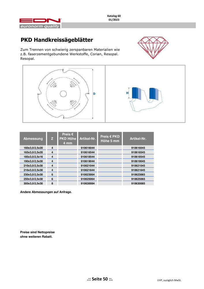 EDN Sägeblätter - Gesamtkatalog NR.: 20068 - Seite 51