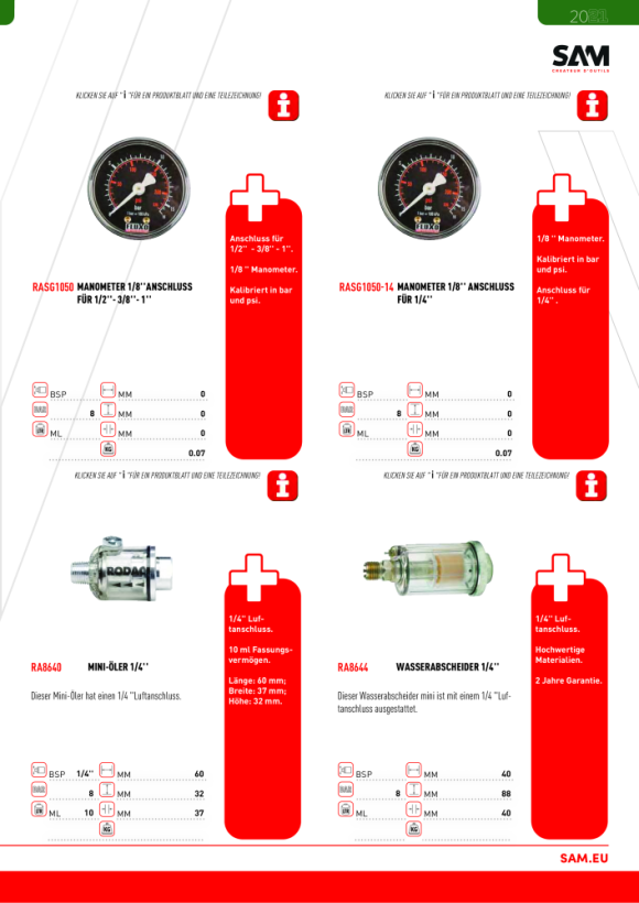 Rodac Druckfilter - Druckminderer 1/2" RASG1040-12