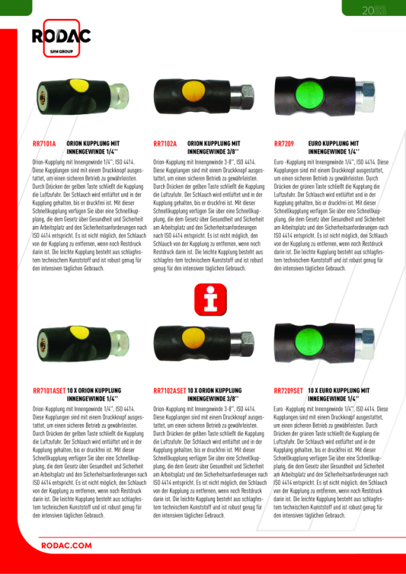 Rodac Universal Sicherheitskupplung mit Außengewinde 1/4" RR8106