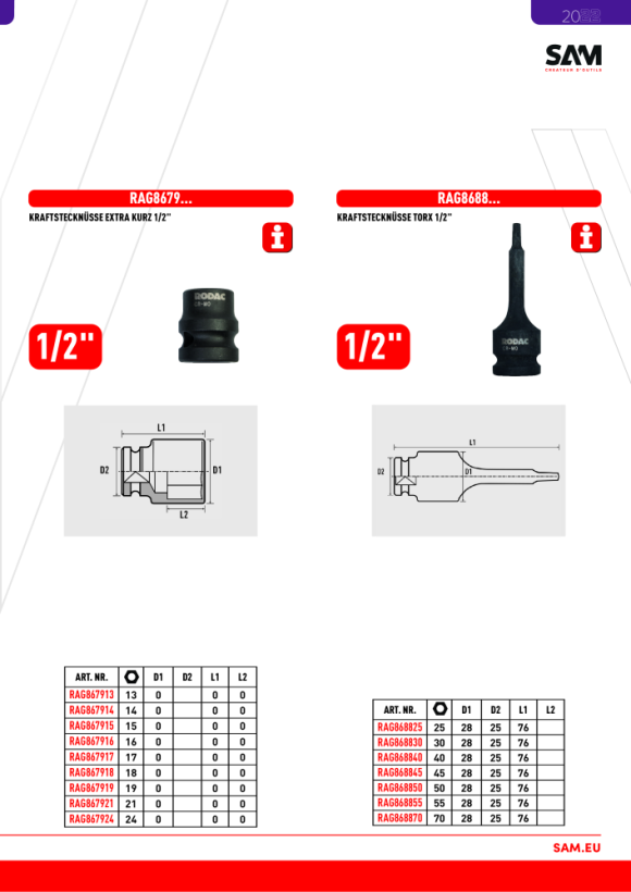 Rodac Kraftstecknuss 1" (lang) 46 mm RAG849546