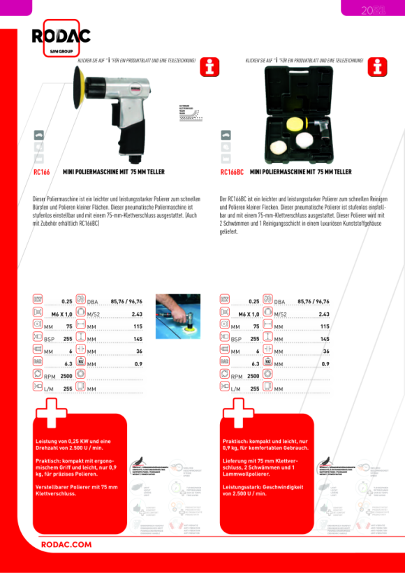 Rodac Mini-poliermaschine 75mm RC166