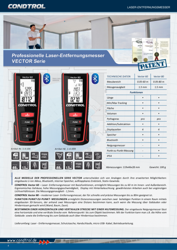 Condtrol Laser-Entfernungsmesser Vector 100 1-4-100