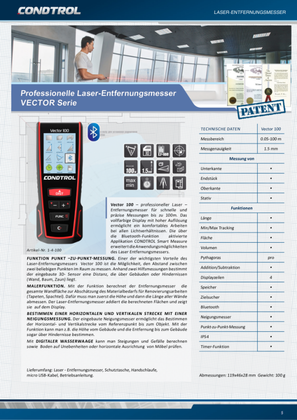 Condtrol Laser-Entfernungsmesser Vector 100 1-4-100