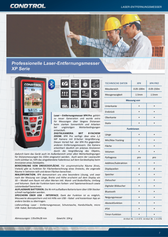 Condtrol Laser-Entfernungsmesser XP4 Pro 1-4-76