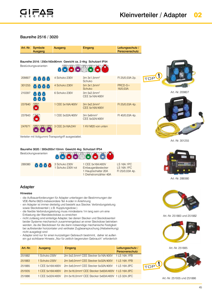 GIFAS ELECTRIC Hauptkatalog NR.: 20088 - Seite 45