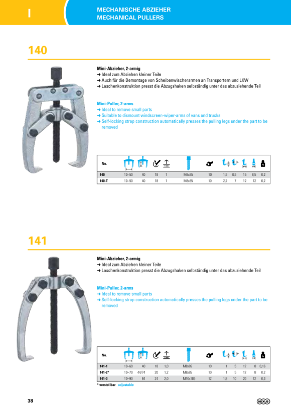 Nexus 141-30 Mini-Abzieher, 3-armig (90x84)mm