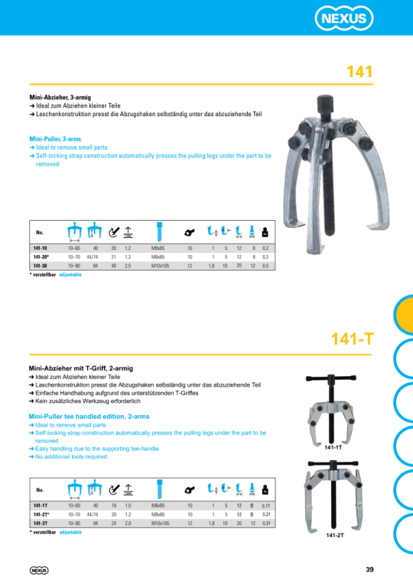 Nexus 141-30 Mini-Abzieher, 3-armig (90x84)mm