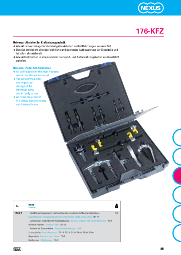 Nexus 164-PK MacPherson-Federspanner mit Sicherheitsbügel - mit kunststoffbeschichteten Haken - Spanndrm. 110-180mm - Arbeitsbereich 240mm