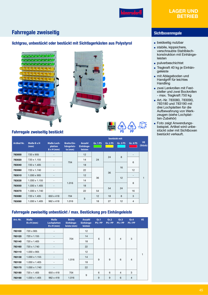 Hünersdorff Gesamtkatalog NR.: 20101 - Pagina 45