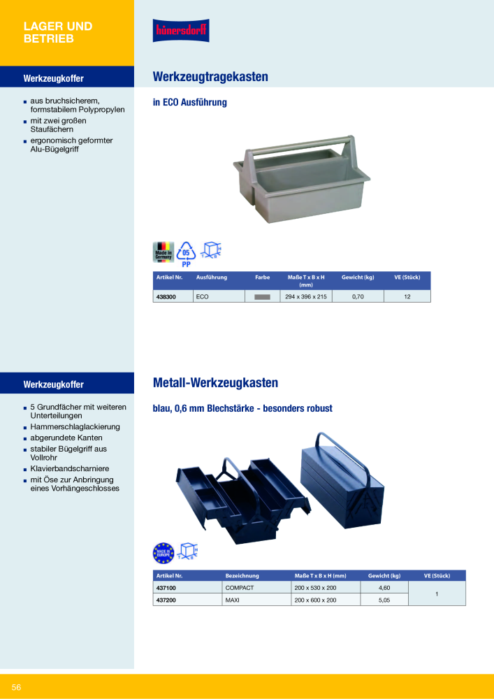 Hünersdorff Gesamtkatalog NR.: 20101 - Seite 56