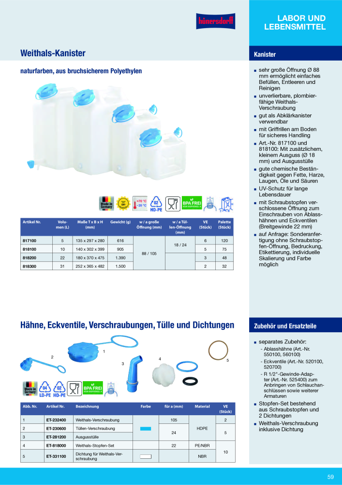 Hünersdorff Gesamtkatalog NR.: 20101 - Seite 59