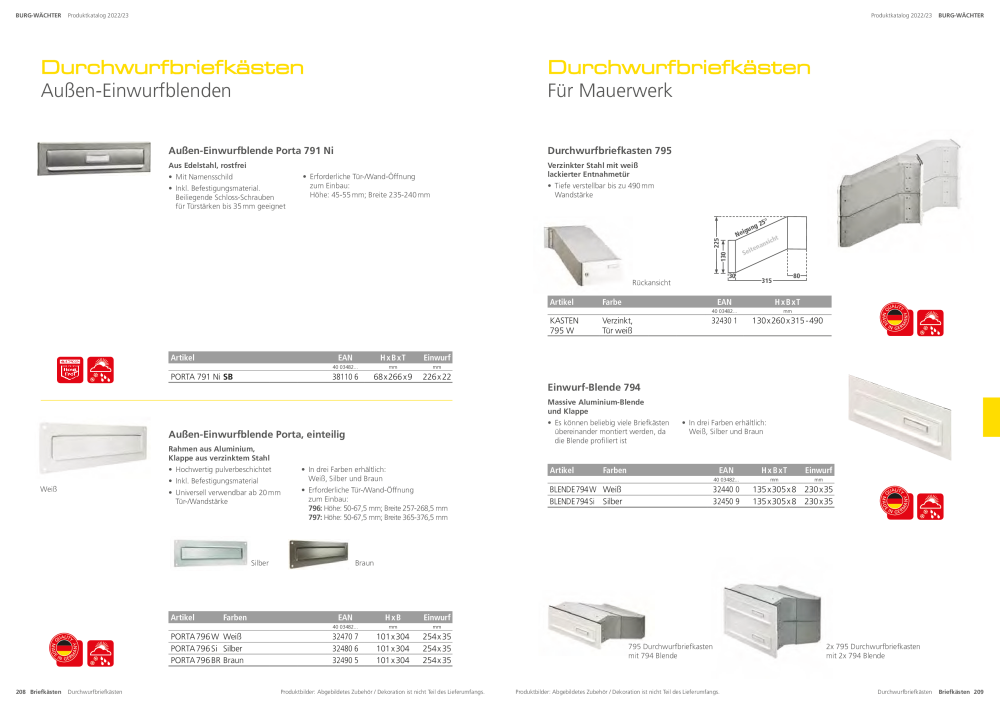 BURG-WÄCHTER Hauptkatalog NR.: 20105 - Seite 106