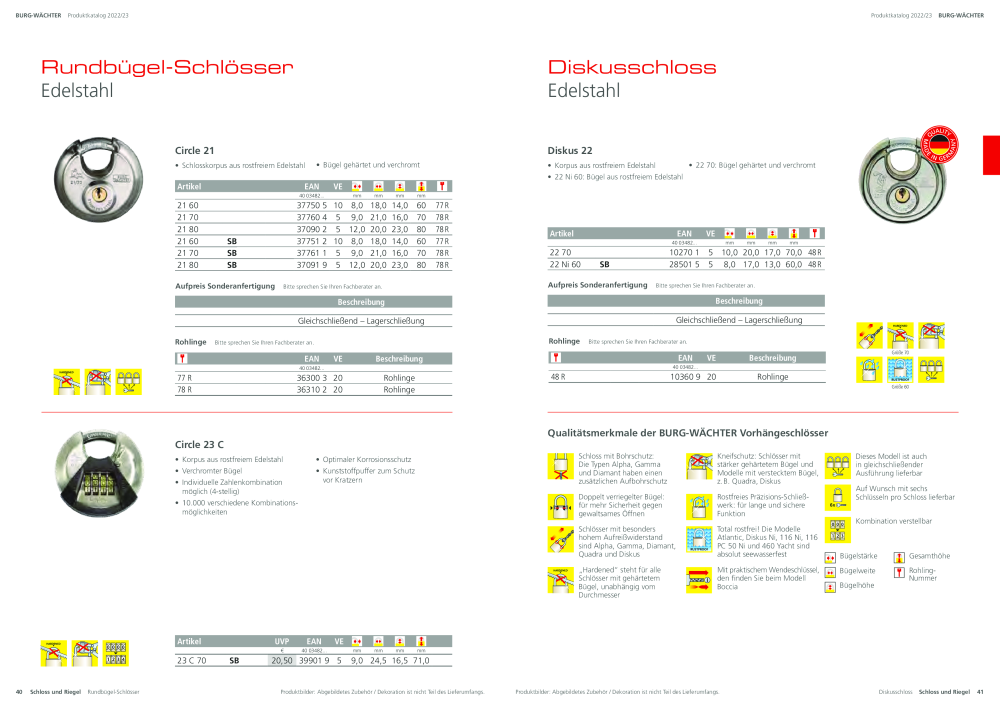 BURG-WÄCHTER Hauptkatalog NR.: 20105 - Seite 22