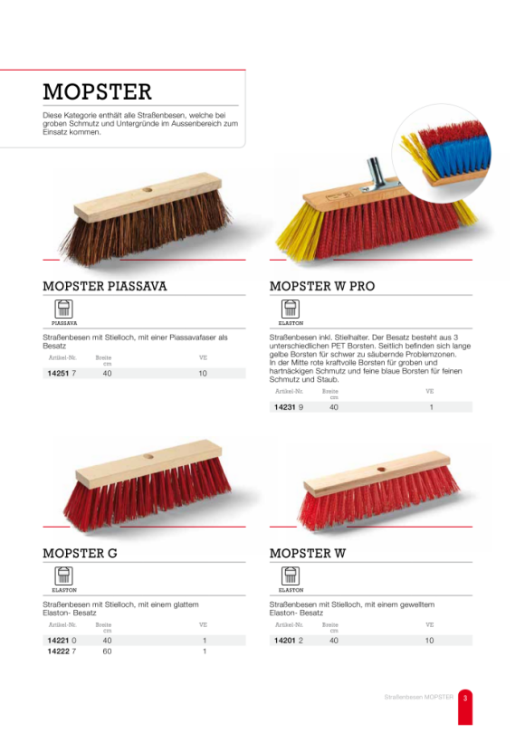 Schuller Eh klar Mopster G 7x40cm Straßenbesen, glattes Elaston 14221