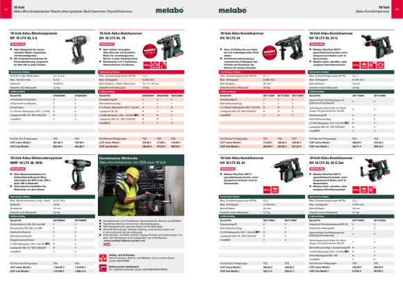 Metabo Akku-Bohrhammer BH 18 LTX BL 16 (600324500) metaBOX 145 L 18V 2x2Ah Li-Power + SC 30