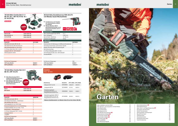 Metabo Akku-Kombihammer KHA 36 LTX (600795650) mit Metabo-Quick-Wechselfutter Kunststoffkoffer 36V 2x5.2Ah Li-Power + ASC Ultra