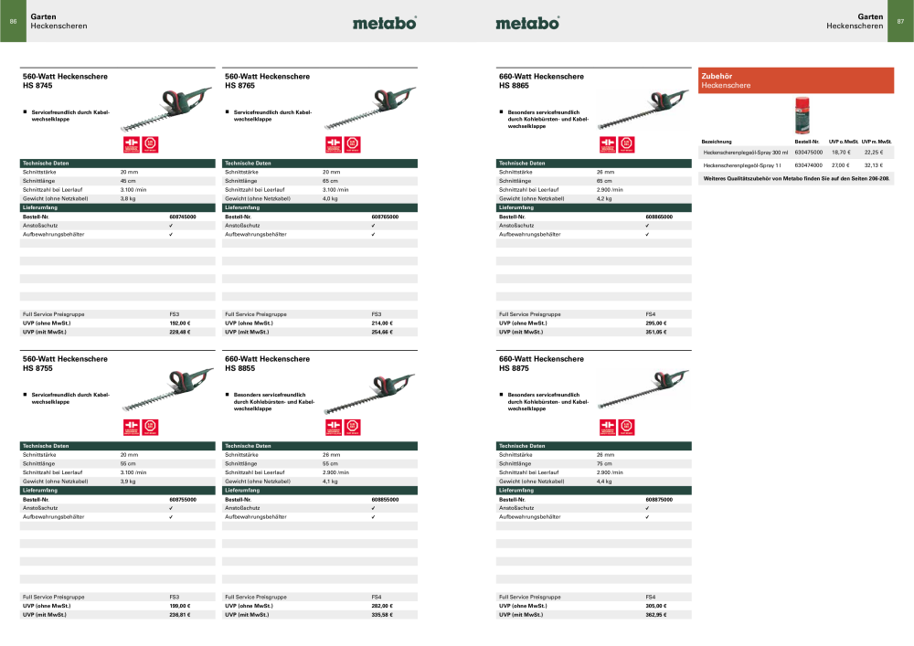 Metabo - Sortimentsübersicht NR.: 20111 - Pagina 44