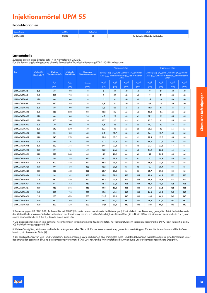 Upat-Befestigungstechnik - Hauptkatalog NR.: 20114 - Pagina 39