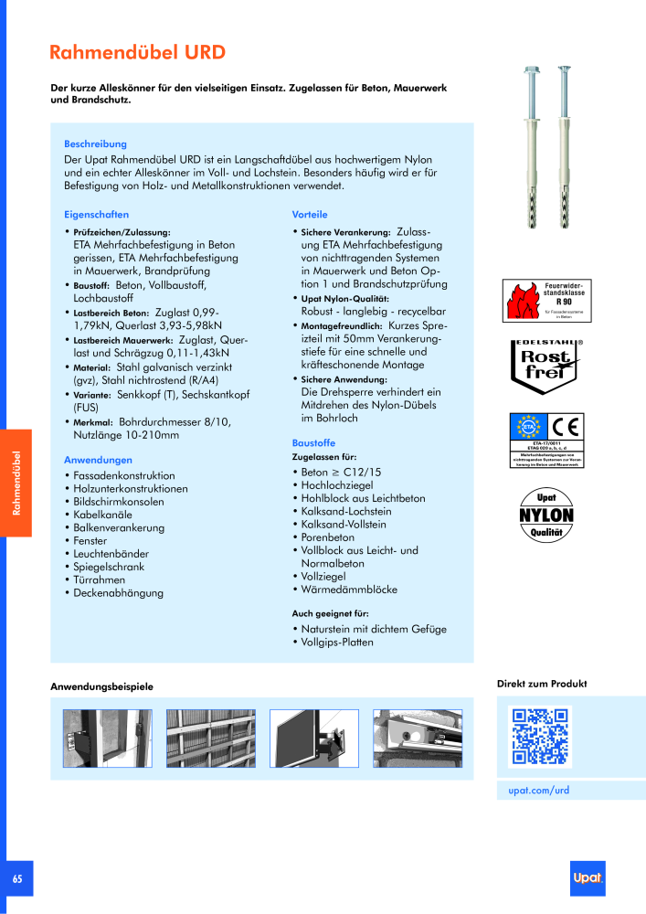 Upat-Befestigungstechnik - Hauptkatalog NR.: 20114 - Seite 66