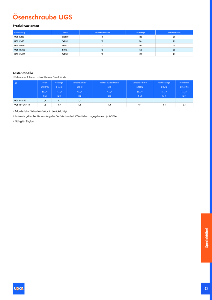 Upat-Befestigungstechnik - Hauptkatalog Č. 20114 - Strana 93