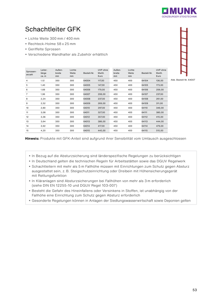 MUNK - Steig- und Schachtleitern NR.: 20121 - Seite 53