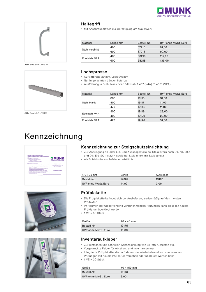 MUNK - Steig- und Schachtleitern NR.: 20121 - Seite 65