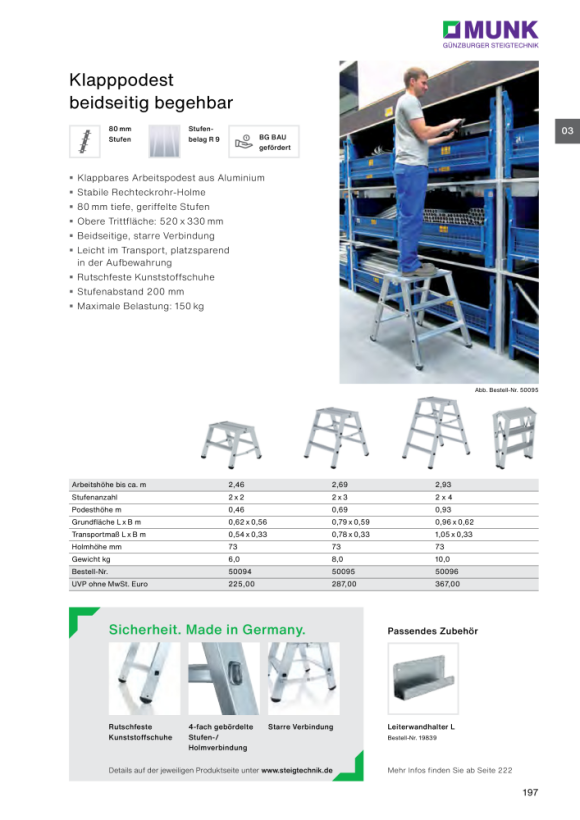 MUNK Hinged platform single-sided 3 steps + platform 50007