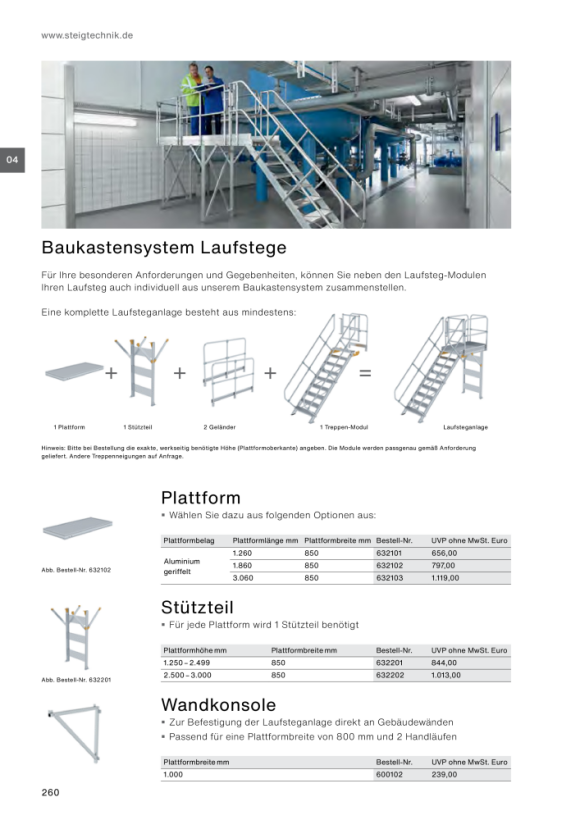 MUNK Railing, push-fit, for platform length 1,860 mm 632234