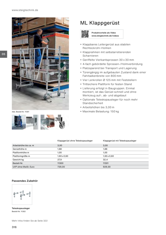 MUNK ML folding scaffolding door-accessible 11301