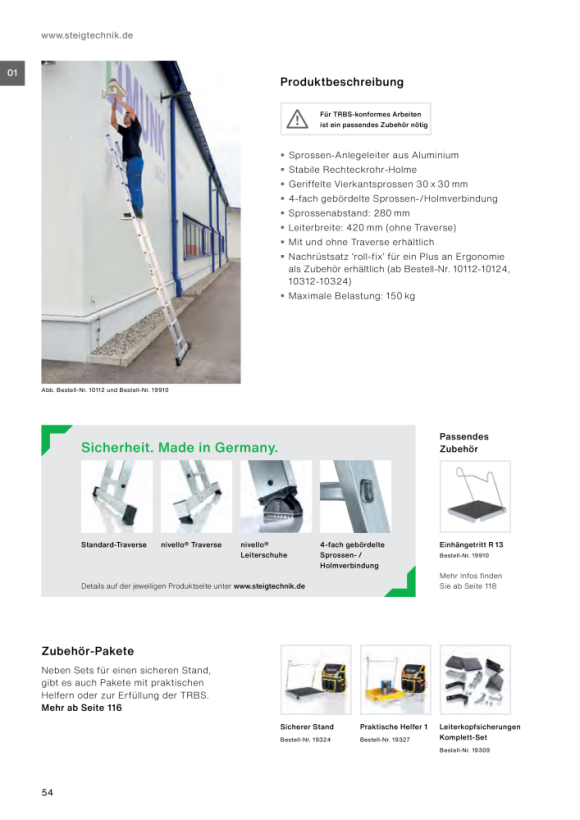 MUNK Sprossen-Anlegeleiter ohne Traverse 24-Sprossen 10024