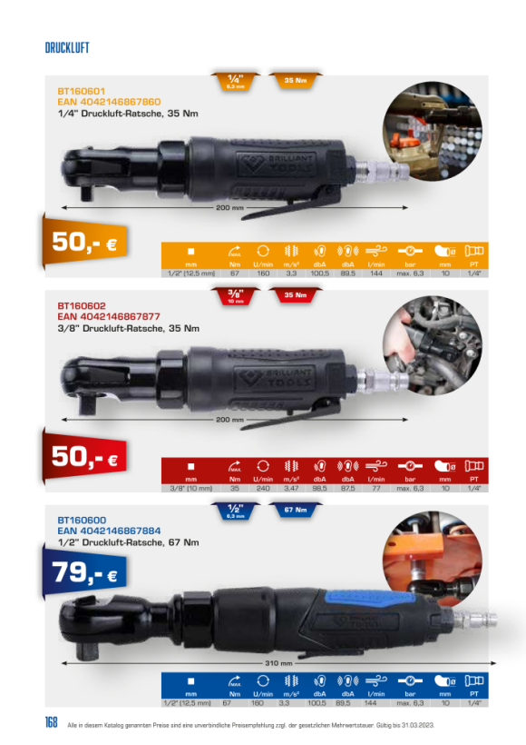 Brilliant  3/8" Druckluft-Ratsche, 35 Nm BT160602