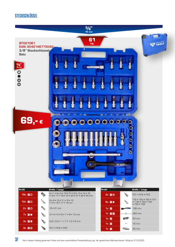 Brilliant  3/8" Steckschlüssel-Einsatz, lang, 63mm,  17mm BT021828