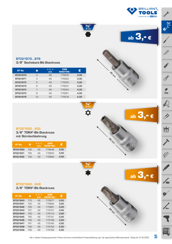 Brilliant  3/8" TORX Steckschüssel-Einsatz, 28mm, E16 BT021839