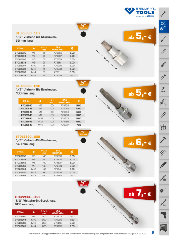 Brilliant  1/2" Bit-Schraubendreher, XZN, 55mm, M5 BT022930